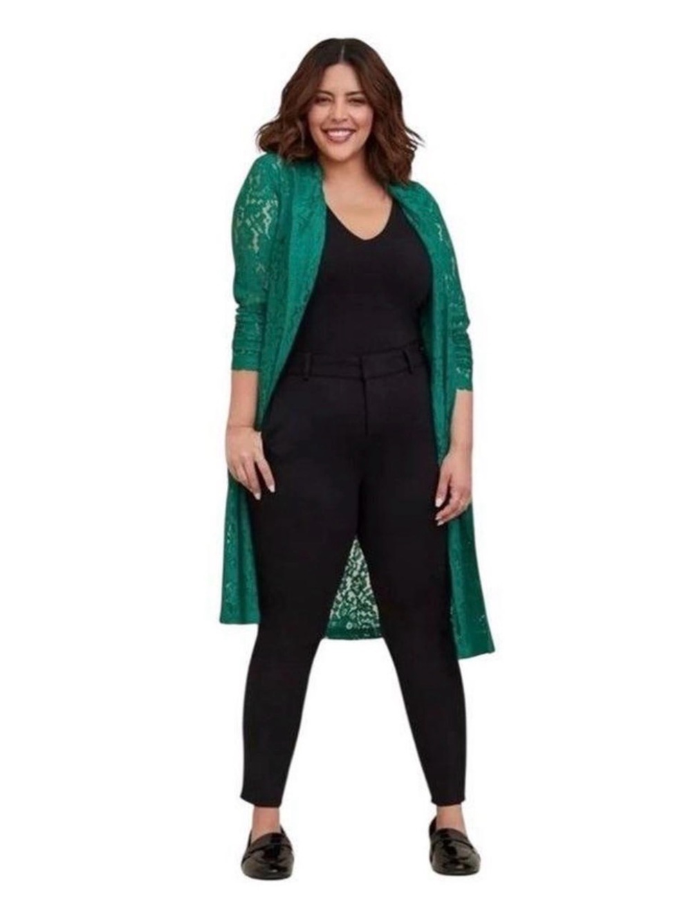 TORRID Long Sleeve Sheer Green Lace Trench Jacket